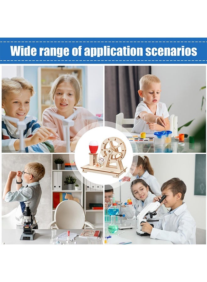 BEBLOSSOM Wooden hand-crank generator – upgrade science experiment kit manual generator toy with light bulb, physics assembly toy for children aged 6-14, interactive electricity learning kit - Image 4